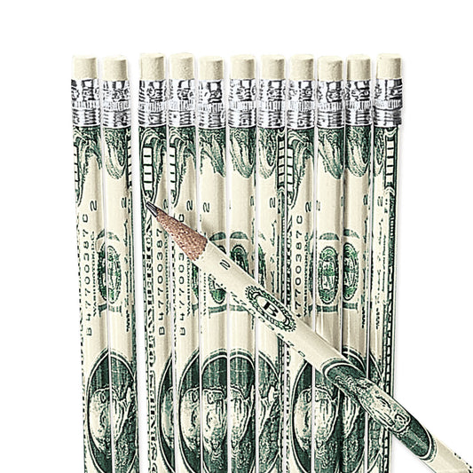 PENCIL - MONEY WRAPPED WOODEN          12 CT/PKG