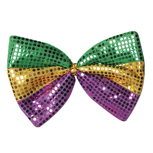 BOW TIE - MARDI GRAS JUMBO GLITZ'N GLEAM  EACH