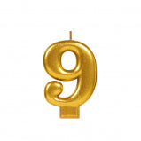 GOLD NUMBER 9 METALLIC CANDLE