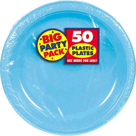 PLASTIC PLATES CARRIBEAN BLUE  7"  50PCS/PKG
