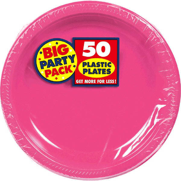 PLASTIC PLATES BRT PINK 10.5"    50PCS/PKG