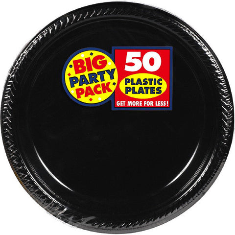 PLASTIC PLATES   BLACK 10.5"    50PCS/PKG