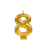 GOLD NUMBER 8 METALLIC CANDLE