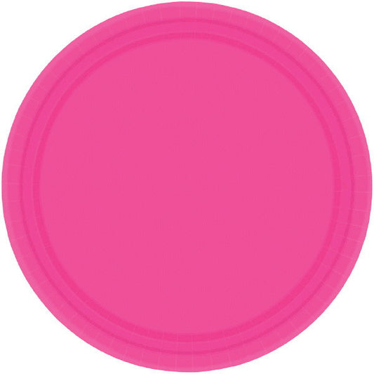 PAPER PLATE BRIGHT PINK  6.75"    20CNT