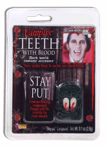 VAMPIRE TEETH W/ BLOOD 1PR/PKG