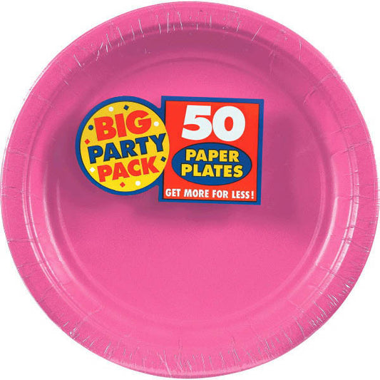 PAPER PLATE BRIGHT PINK 8.5" 50CT