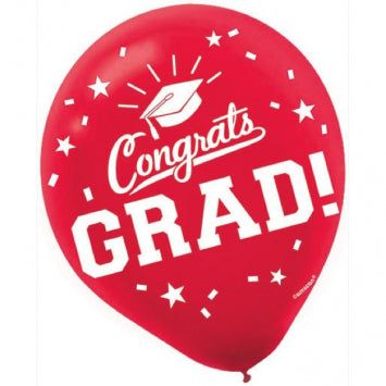 Grad Latex Balloons - Red