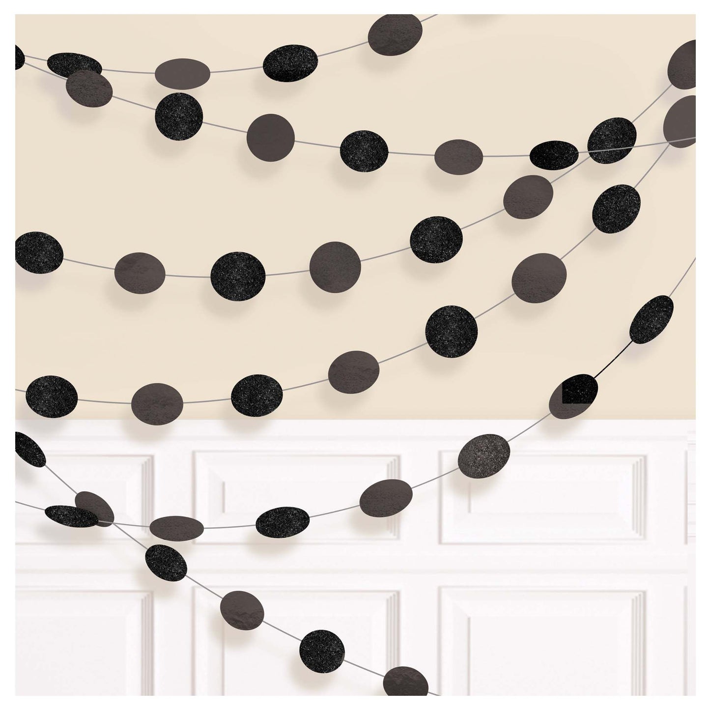 ROUND GLITTER STRING DECORATIONS BLACK