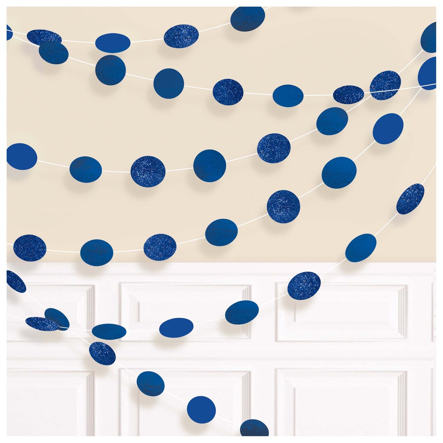 ROUND GLITTER STRING DECORATIONS ROYAL BLUE