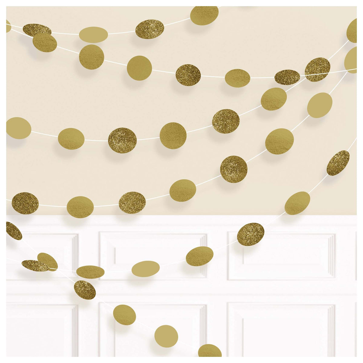 ROUND GLITTER STRING DECORATIONS GOLD – HornerNovelty