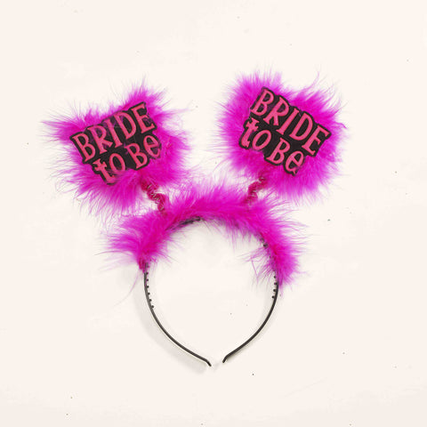 HEADBOPPER - BRIDE TO BE PINK FEATHER         EACH