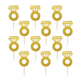 GOLD DIAMOND RING CUPCAKE PICKS 24CT