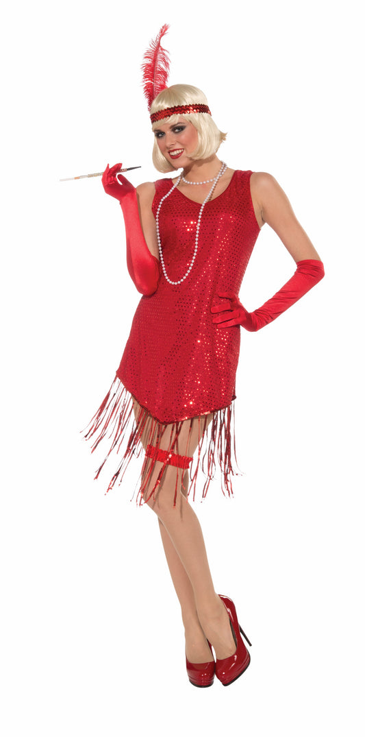 SWINGIN IN SEQUIN COSTUME ADULT    14/16   RED