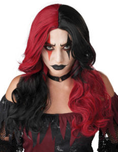 JESTER RED AND BLACK WIG