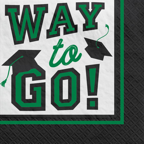 Green "Way to Go!" Graduation Beverage Napkins