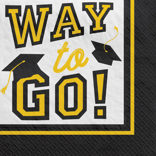 Yellow "Way to Go!" Graduation Beverage Napkins