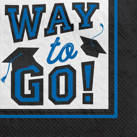 Blue "Way to Go!" Graduation Beverage Napkins
