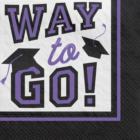 Purple "Way to Go!" Graduation Beverage Napkins