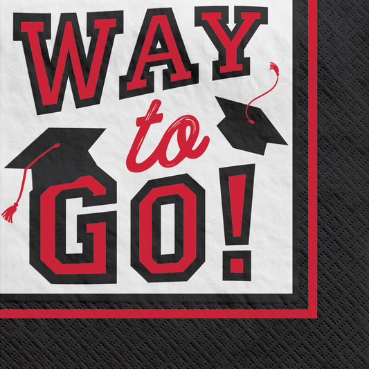 Red "Way to Go!" Graduation Beverage Napkins