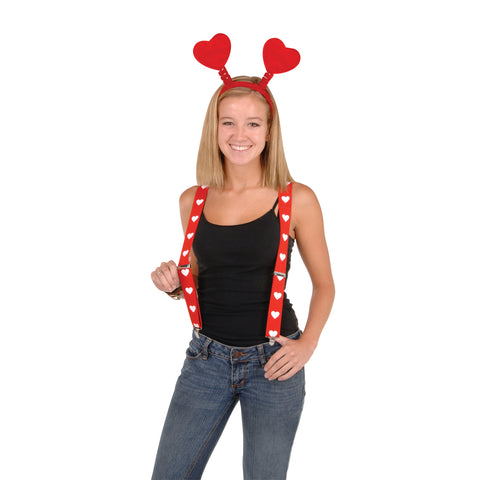 SUSPENDERS - VALENTINE RED/HEARTS          EACH