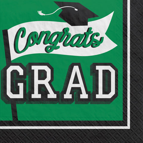 Green Congrats Grad Luncheon Napkins
