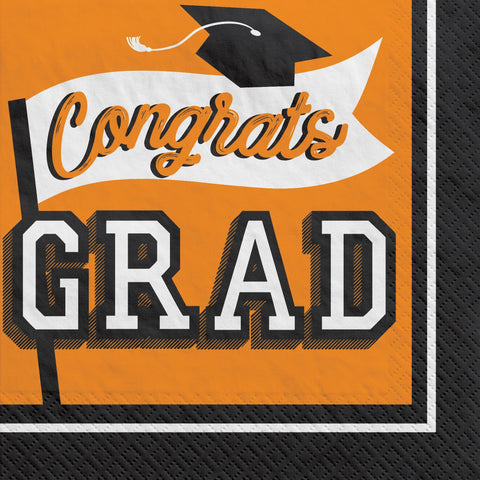 Orange Congrats Grad Luncheon Napkins