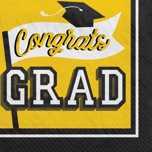 Yellow Congrats Grad Luncheon Napkins