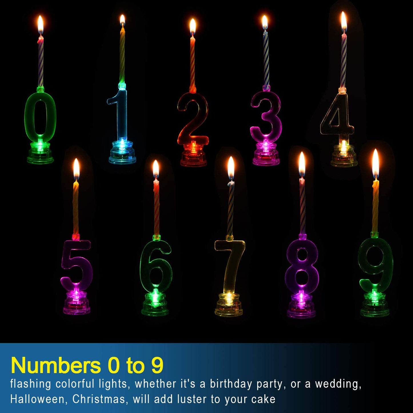 Flashing Cake Topper With Candles- #1