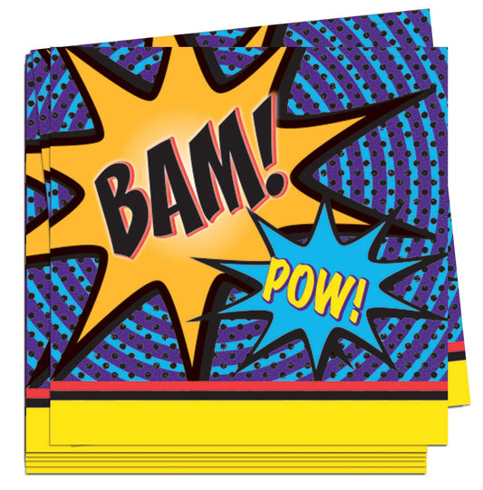 Superhero Action Beverage Napkins - 16ct.