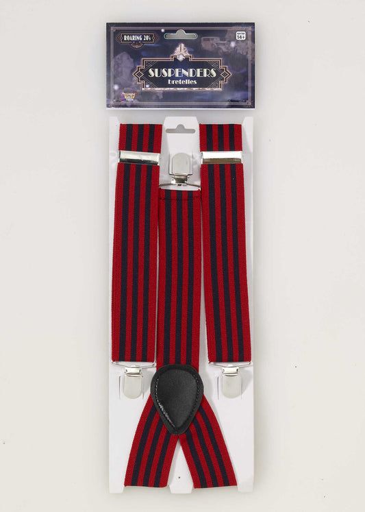 Roaring 20's Red/Black Striped Suspenders