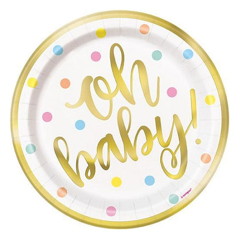 OH BABY GOLD SCRIPT 9" PLATES