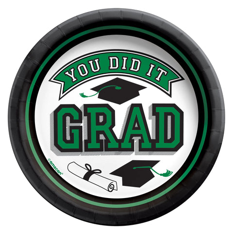 Green "You Did It" 6.75" Graduation Paper Plates