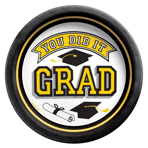 Yellow "You Did It" 6.75" Graduation Paper Plates