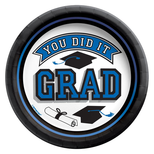 Blue "You Did It" 6.75" Graduation Paper Plates