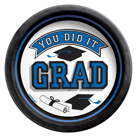 Blue "You Did It" 6.75" Graduation Paper Plates