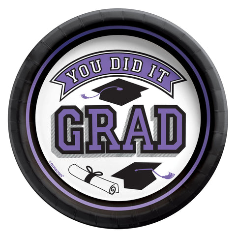 Purple "You Did It" 6.75" Graduation Paper Plates