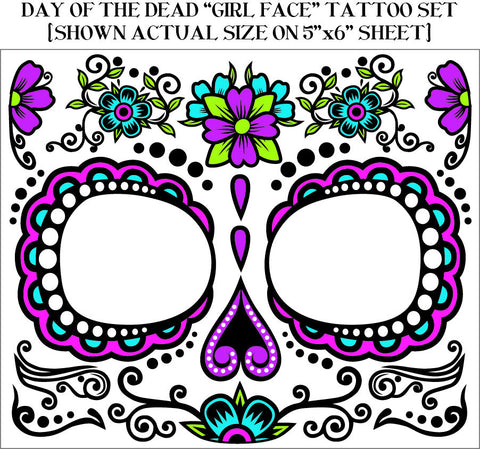 DAY OF THE DEAD TATTOOS 1 SET/PKG