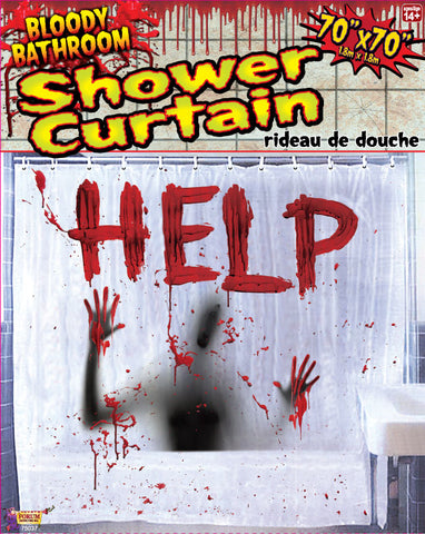BLOODY SHOWER CURTAIN INCLUDES 8 SHOWER RINGS
