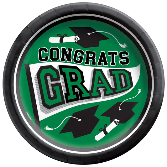 Green 8.5" Congrats Grad Paper Plates