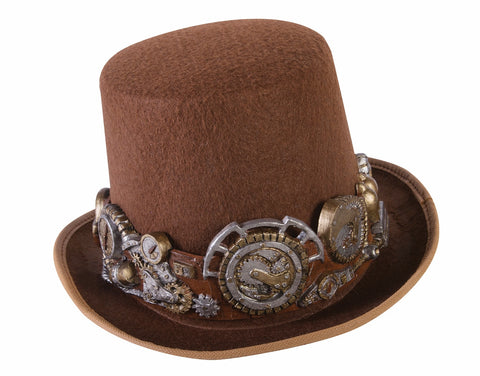 STEAMPUNK DELUXE HAT W/BAND   BROWN
