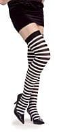 WOMEN'S BLACK AND WHITE STRIPED THIGH HIGHS - ADULT