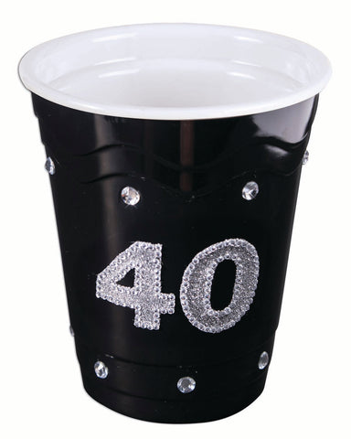 Black Plastic Cup w/Clear Stones - 40