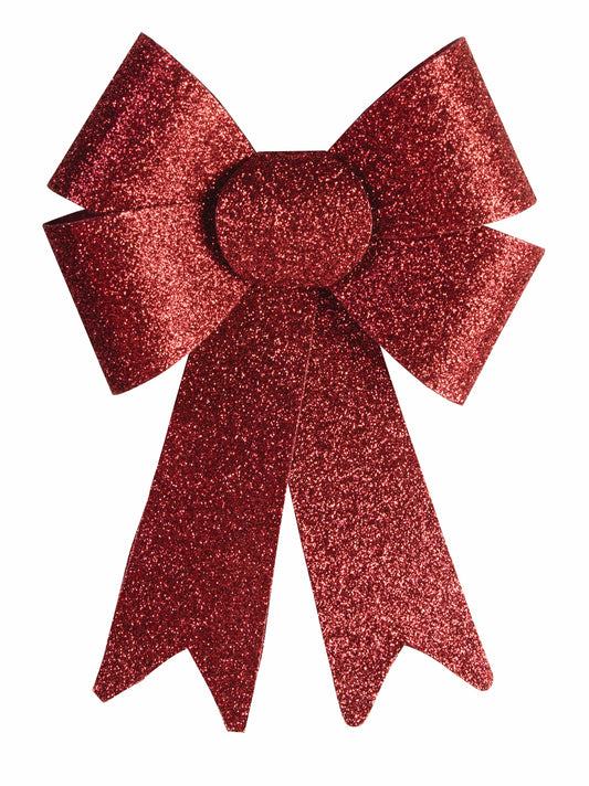 RED GLITTER BOW 9"   1PC/CARD