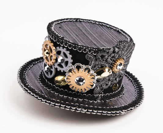 Steampunk Mini Black/Silver Top Hat