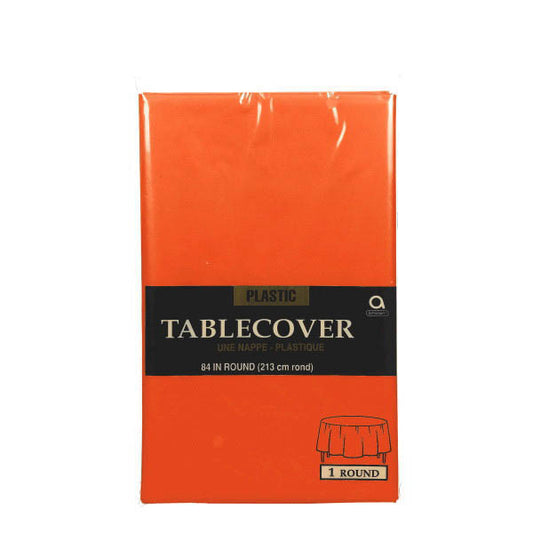 Orange Round Plastic Table Cover