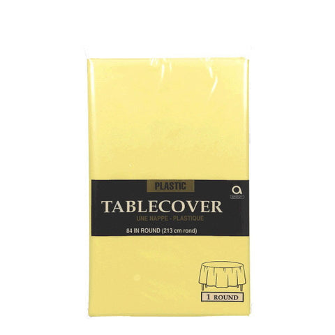Light Yellow Round Plastic Table Cover