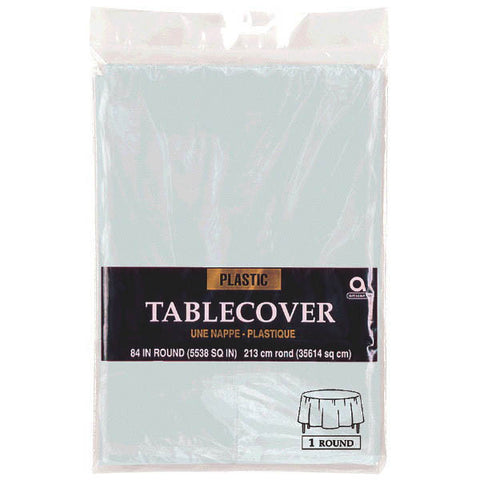 Silver Round Plastic Table Cover