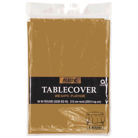 Gold Round Plastic Table Cover