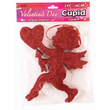 CUPID GLITTER HANGING CUTOUTS, 2 PACK