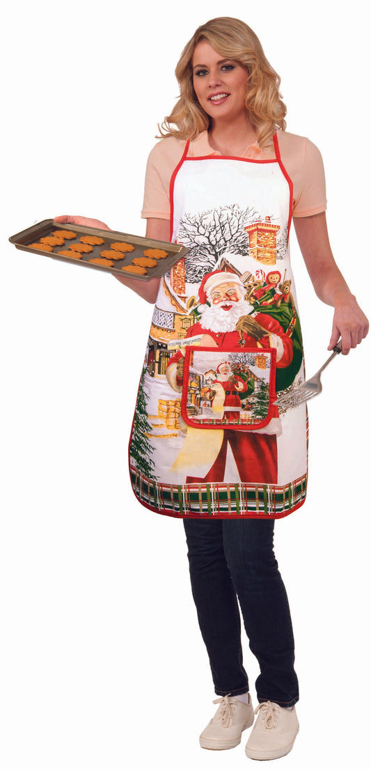 CLOTH SANTA APRON W/ POCKET